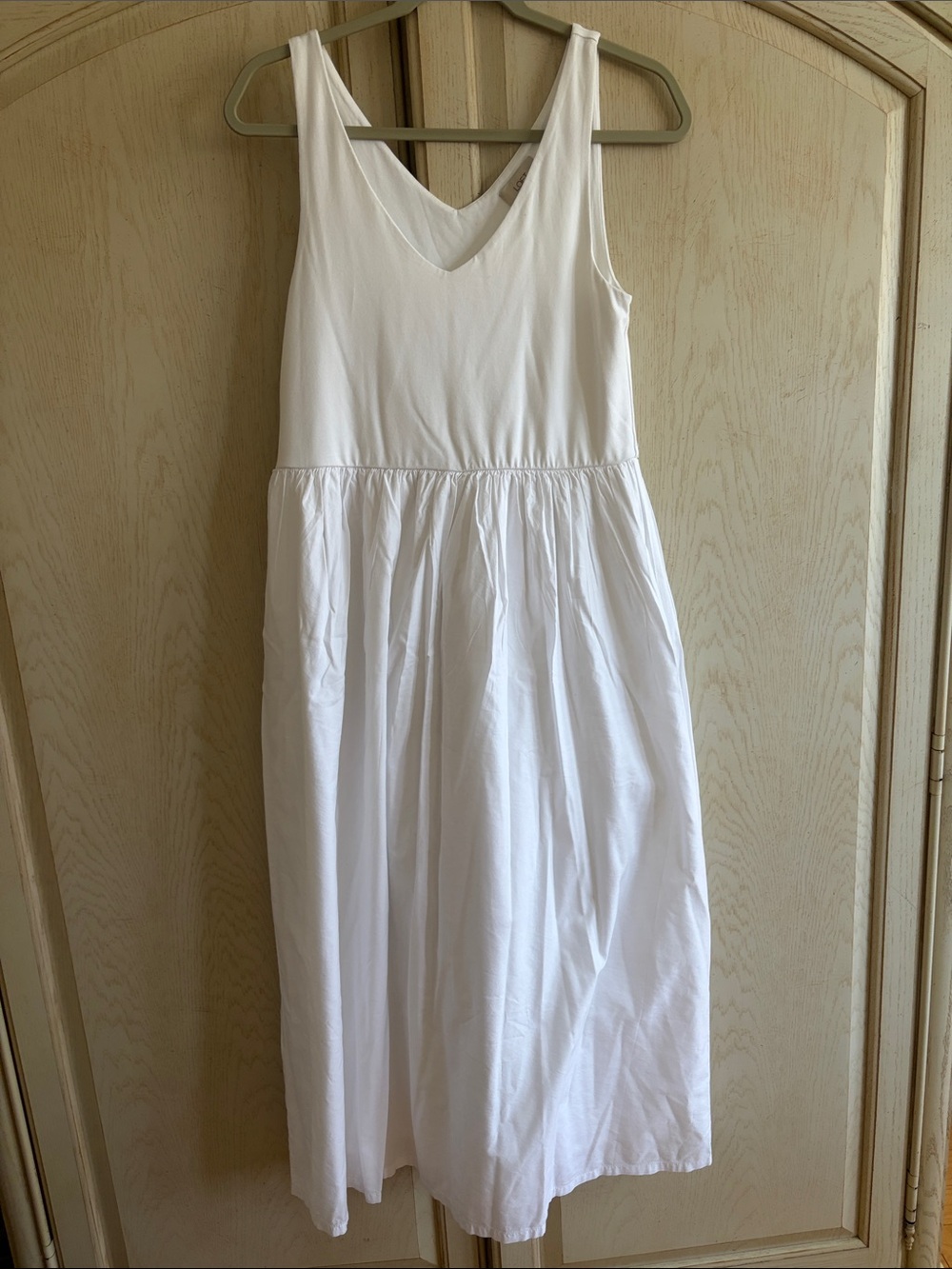 LOFT - White V-Neck Sleeveless Midi Dress